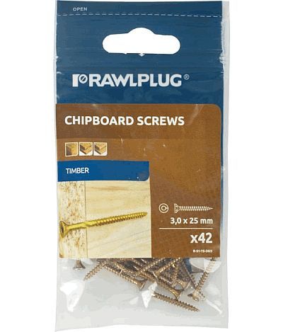 Rawlplug 3.5mm x 30mm YZP Wood Screws PK34