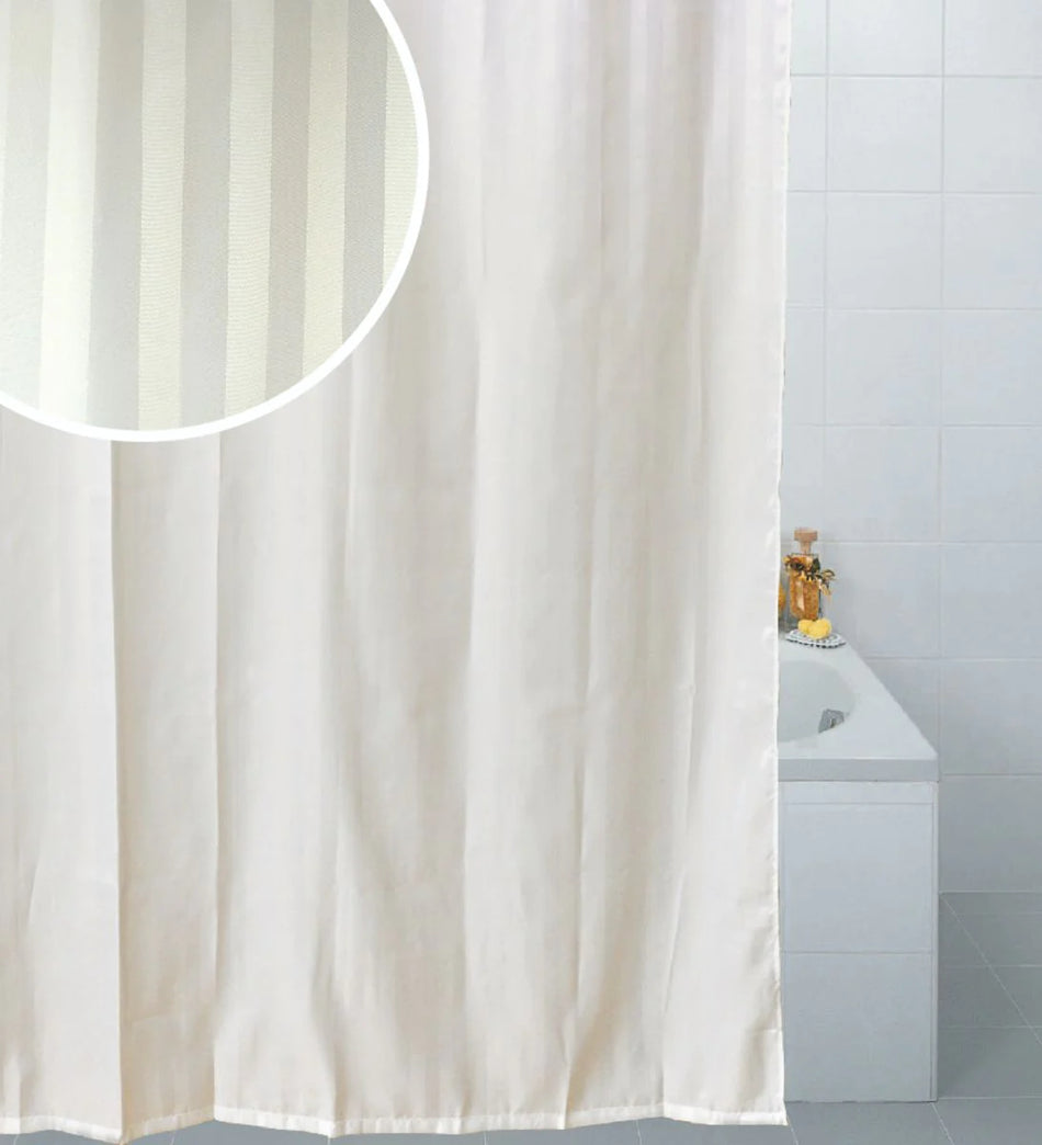 Polyester Shower Curtain Satin Stripe White 180 x 180cm