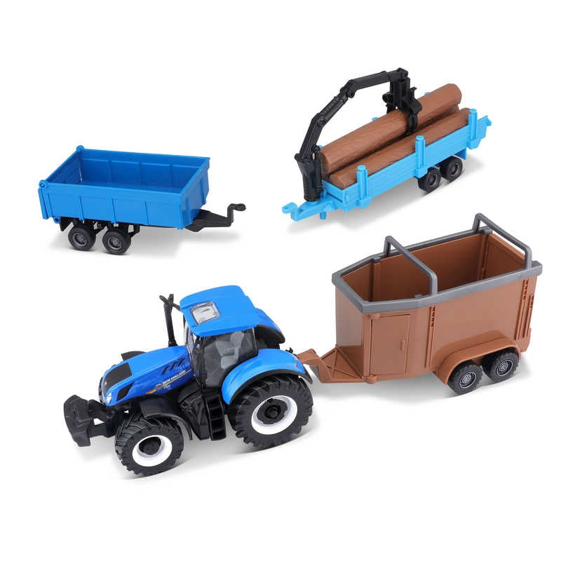 One for Fun 10Cm New Holland T7315 Tractor W/3 Trailers