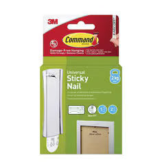 Command Saw Tooth Sticky Nail (1 Hook & 2 Strips & 2 Stabilizers)