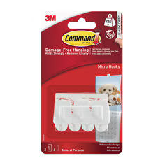 Micro Hooks with Command Strip (3 Hook & 4 Small Strips)