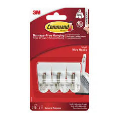 Small Wire Hooks with Command Strip (3 Hook & 4 Small Strips)