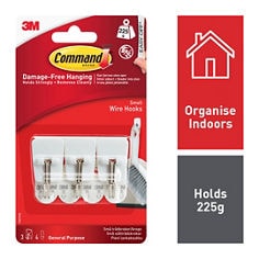 Small Wire Hooks with Command Strip (3 Hook & 4 Small Strips)
