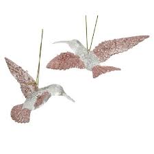 Hummingbird Plastic Glitter Tree Decoration Each