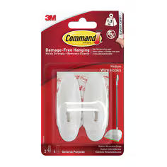 Medium Wire Hooks with Command Strip (2 Hook & 4 Medium Strips)