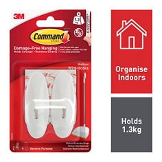 Medium Wire Hooks with Command Strip (2 Hook & 4 Medium Strips)