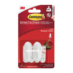 Small Hooks with Command Strip (2 Hook & 4 Small Strips)