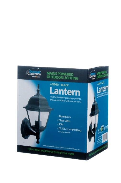 Powermaster 4 Sided Black Aluminium Wall Lantern