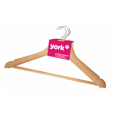 York Wooden Clothes Hangers 3 Pack