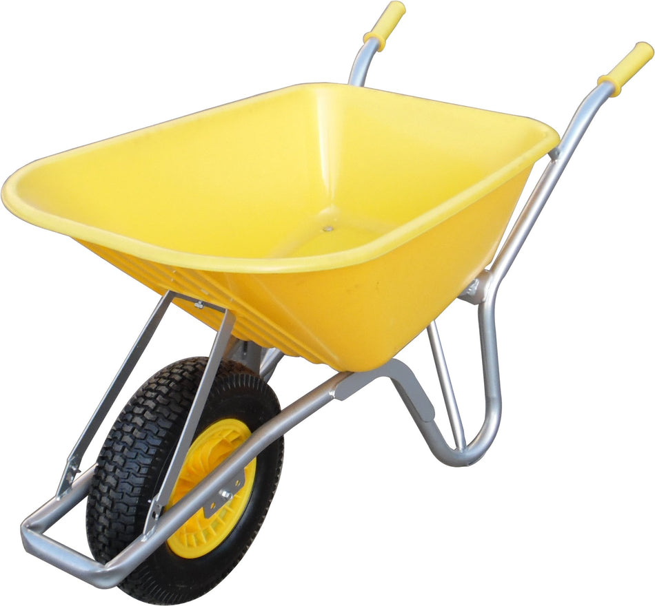 Yellow 100L Pneumatic Wheel Wheelbarrow