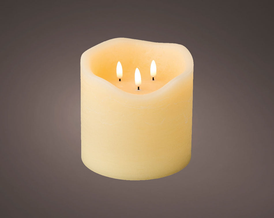 15cm Flameless Three Wick LED Candle in Warm White