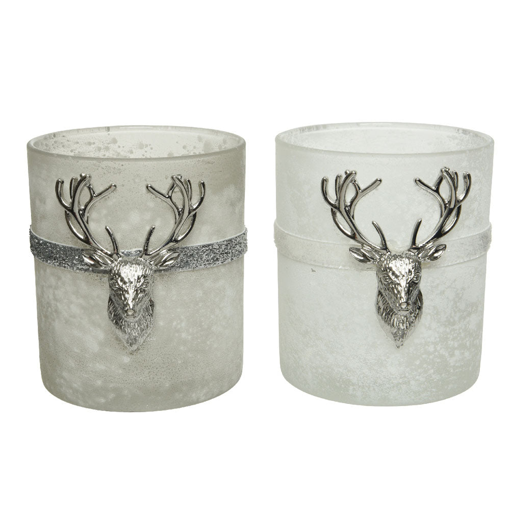 Glass and Metal Tealight Holder Each