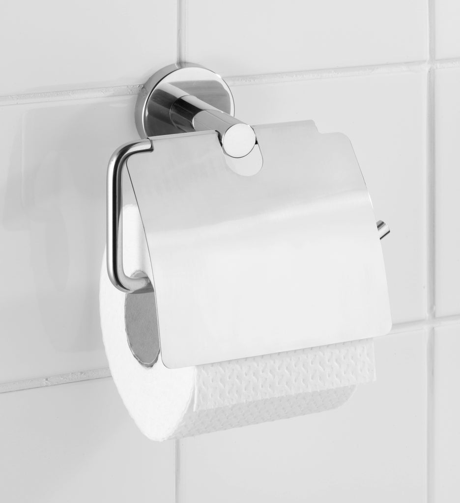 Wenko Bosio Shine SS Shiny Toilet Paper Holder W/Cover