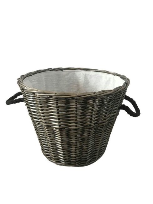 Rope Round Grey Willow Basket with Liner