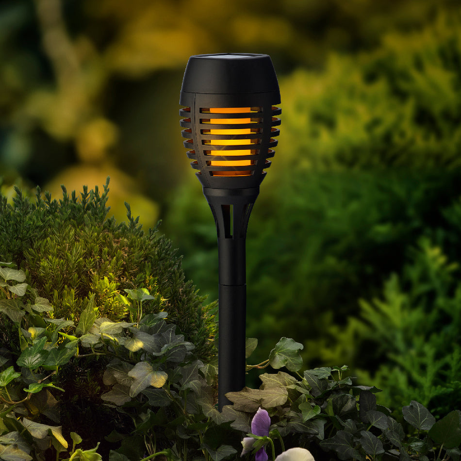 Solar Torch Set of 4 Flame Effect Black