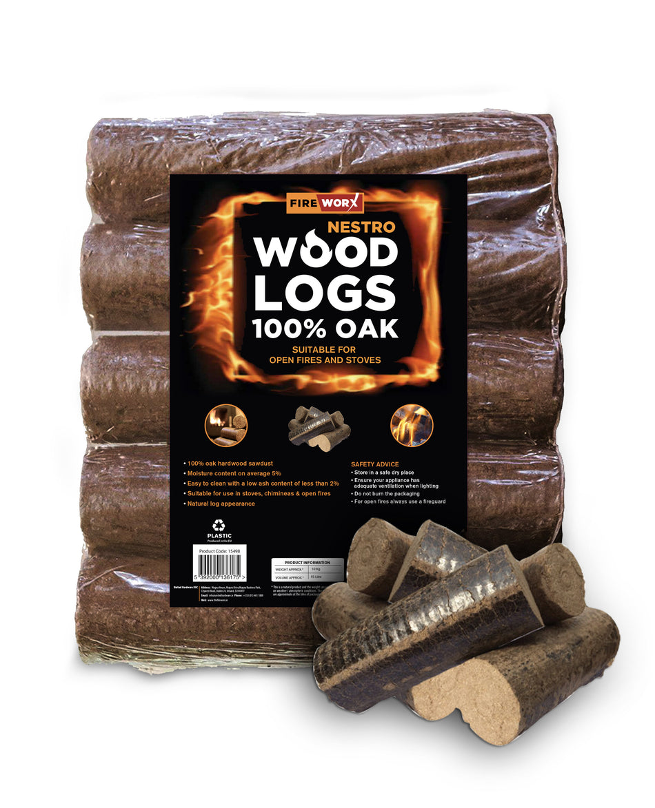 FIREWORX Nestro 100% Oak Wood Briquettes 10 kg