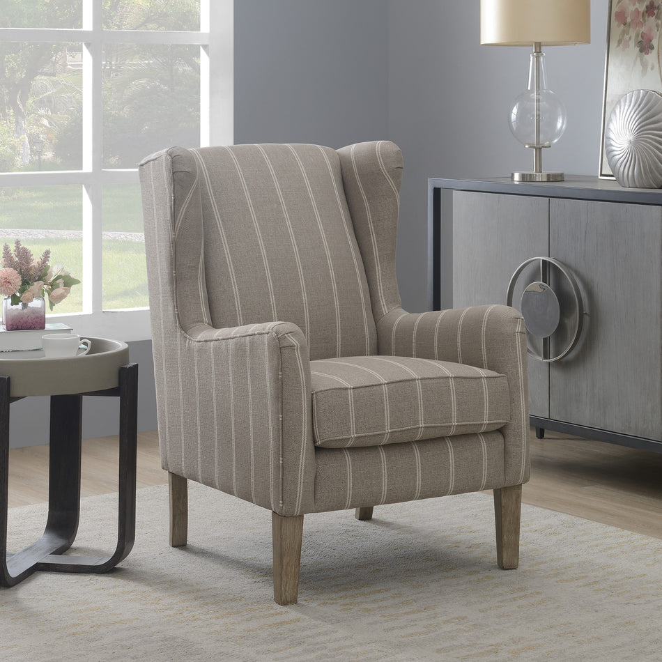 Woodside Armchair White & Mink Stripe