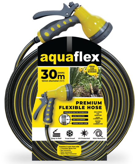 Aquaflex Premium 30M Knitted Hose with 7 Function Spray Head (98