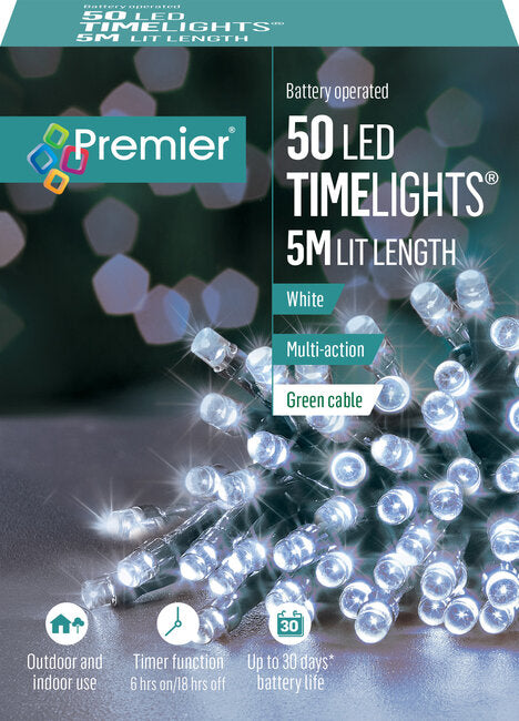 50 M-A B-O White LED Lights With Timer