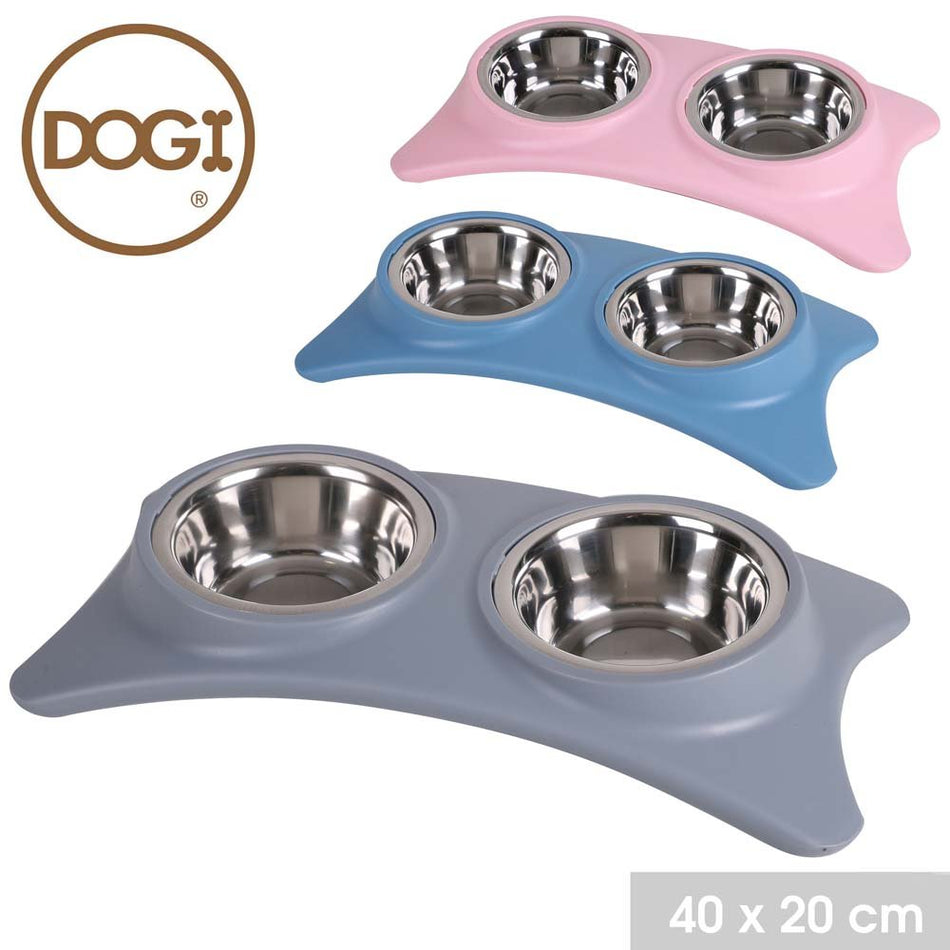 Double Dog Bowl with PVC Holder 40x20cm